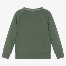 Calvin Klein-Boys Khaki Green Cotton Sweatshirt | Childrensalon Outlet