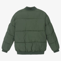 Calvin Klein-Boys Khaki Green Puffer Jacket | Childrensalon Outlet