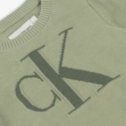 Calvin Klein-Boys Khaki Knit Cotton Pullover | Childrensalon Outlet