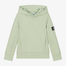 Calvin Klein-Boys Light Green Cotton Hoodie | Childrensalon Outlet
