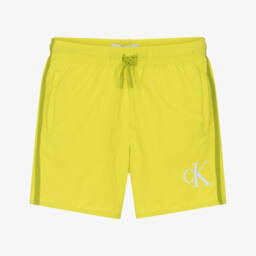 Calvin Klein-شورت سباحة لون أصفر نيون للأولاد | Childrensalon Outlet