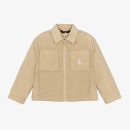 Calvin Klein-Boys Pale Khaki Zip Jacket | Childrensalon Outlet