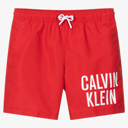 Calvin Klein-Boys Red Logo Swim Shorts | Childrensalon Outlet