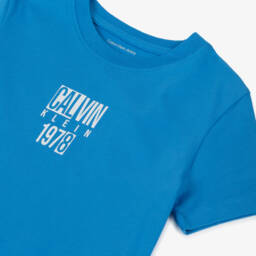 Calvin Klein-Boys Retro Blue Cotton Tee | Childrensalon Outlet