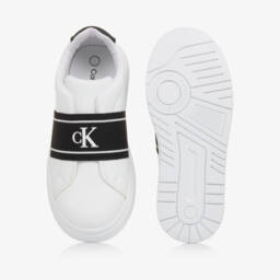 Calvin Klein-Boys' Sleek White Elastic Sneakers | Childrensalon Outlet