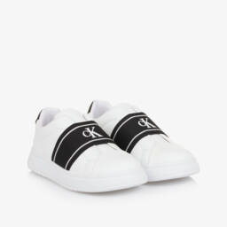 Calvin Klein-Boys' Sleek White Elastic Sneakers | Childrensalon Outlet