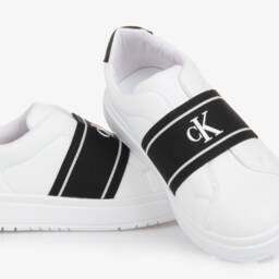 Calvin Klein-Boys' Sleek White Elastic Sneakers | Childrensalon Outlet
