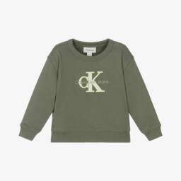 Calvin Klein-Boys Vibrant Green Cotton Pullover | Childrensalon Outlet