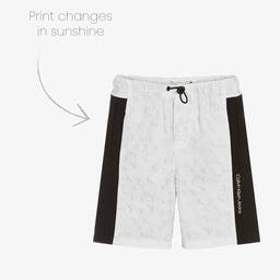 Calvin Klein Jeans-شورت قطن لون أبيض وأسود للأولاد | Childrensalon Outlet