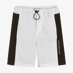 Calvin Klein Jeans-شورت قطن لون أبيض وأسود للأولاد | Childrensalon Outlet