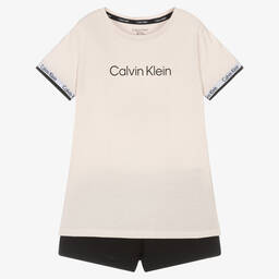 Calvin Klein-Girls Beige & Black Pyjamas | Childrensalon Outlet