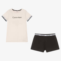 Calvin Klein-Girls Beige & Black Pyjamas | Childrensalon Outlet