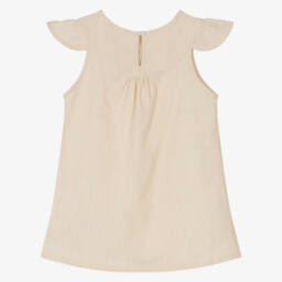 Calvin Klein-Платье из бежевого льна с логотипом для девочек | Childrensalon Outlet