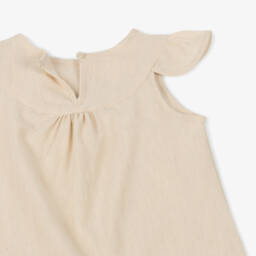 Calvin Klein-Платье из бежевого льна с логотипом для девочек | Childrensalon Outlet