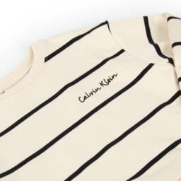 Calvin Klein-Бежевая полосатая хлопковая кофта для девочек | Childrensalon Outlet