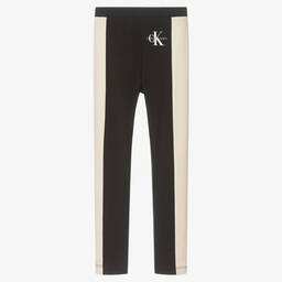 كالفين كلاين Jeans-ليغنغز قطن جيرسي لون أسود للبنات | Childrensalon Outlet