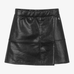 Calvin Klein-Girls Black Coated Wrap Skirt | Childrensalon Outlet
