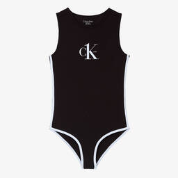 Calvin Klein-Girls Black Cotton Bodyvest | Childrensalon Outlet