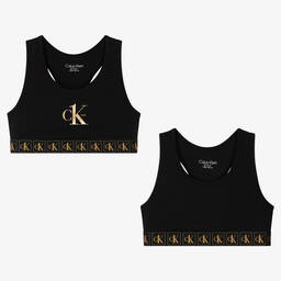 Calvin Klein-Черные хлопковые бюстгальтеры для девочек (2шт.) | Childrensalon Outlet