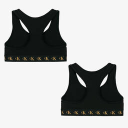 كالفين كلاين-2 توب قصير قطن جيرسي لون أسود للبنات | Childrensalon Outlet