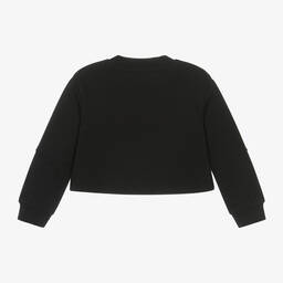 Calvin Klein-Girls Black Cotton Crossover Sweatshirt | Childrensalon Outlet