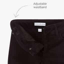 Calvin Klein Jeans-جينز سكيني فيت قطن دنيم لون أسود للبنات | Childrensalon Outlet