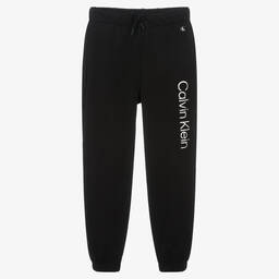 Calvin Klein Jeans-Girls Black Cotton Joggers | Childrensalon Outlet