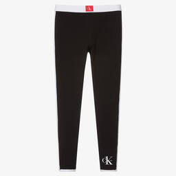 Calvin Klein-Girls Black Cotton Leggings | Childrensalon Outlet