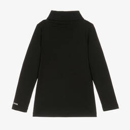 Calvin Klein-Girls Black Cotton Roll Neck Top | Childrensalon Outlet