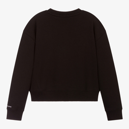 Calvin Klein Jeans-Girls Black Cotton Sweatshirt | Childrensalon Outlet