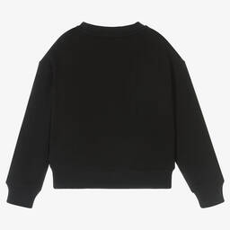 Calvin Klein Jeans-Girls Black Cotton Sweatshirt | Childrensalon Outlet