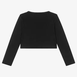Calvin Klein Jeans-Girls Black Cropped Cotton Logo Top | Childrensalon Outlet