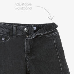 Calvin Klein-Girls Black High Rise Wide Leg Jeans | Childrensalon Outlet