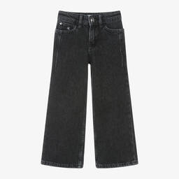 Calvin Klein-Girls Black High Rise Wide Leg Jeans | Childrensalon Outlet