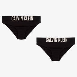 Calvin Klein-Girls Black Knickers (2 Pack) | Childrensalon Outlet