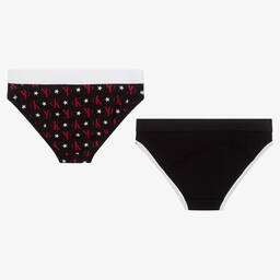 Calvin Klein-Girls Black Knickers (2 Pack) | Childrensalon Outlet