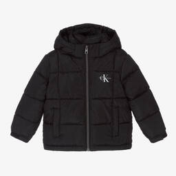 كالفين كلاين Jeans-جاكيت بافر هودي لون أسود للبنات | Childrensalon Outlet