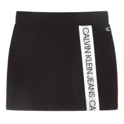 Calvin Klein Jeans-Girls Black Logo Tape Skirt | Childrensalon Outlet