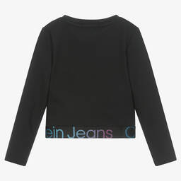 كالفين كلاين-توب قصير ميلانو جيرسي لون أسود للبنات | Childrensalon Outlet