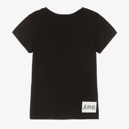 Calvin Klein Jeans-تيشيرت قطن عضوي لون أسود للبنات | Childrensalon Outlet