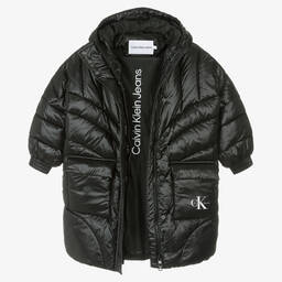 Calvin Klein-Girls Black Oversized Puffer Coat | Childrensalon Outlet