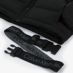 Calvin Klein-Girls Black Padded Belt Jacket | Childrensalon Outlet