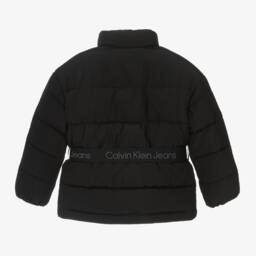 Calvin Klein-Girls Black Padded Belt Jacket | Childrensalon Outlet