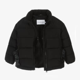 Calvin Klein-Girls Black Padded Belt Jacket | Childrensalon Outlet