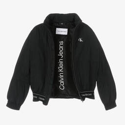 Calvin Klein Джинсы-Черная утепленная куртка с логотипной лентой | Childrensalon Outlet