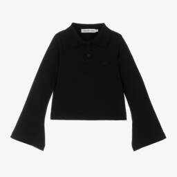 Calvin Klein-Girls Black Ribbed Cotton Top | Childrensalon Outlet