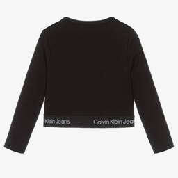 Calvin Klein-Girls Black Ribbed Jersey Top | Childrensalon Outlet