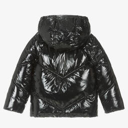 Calvin Klein-Girls Black Shiny Hooded Puffer Jacket | Childrensalon Outlet