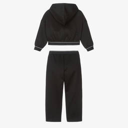 Calvin Klein-بدلة رياضية جيرسي لون أسود لامع للبنات | Childrensalon Outlet