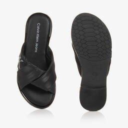 Calvin Klein-Girls Black Twisted Sandals | Childrensalon Outlet